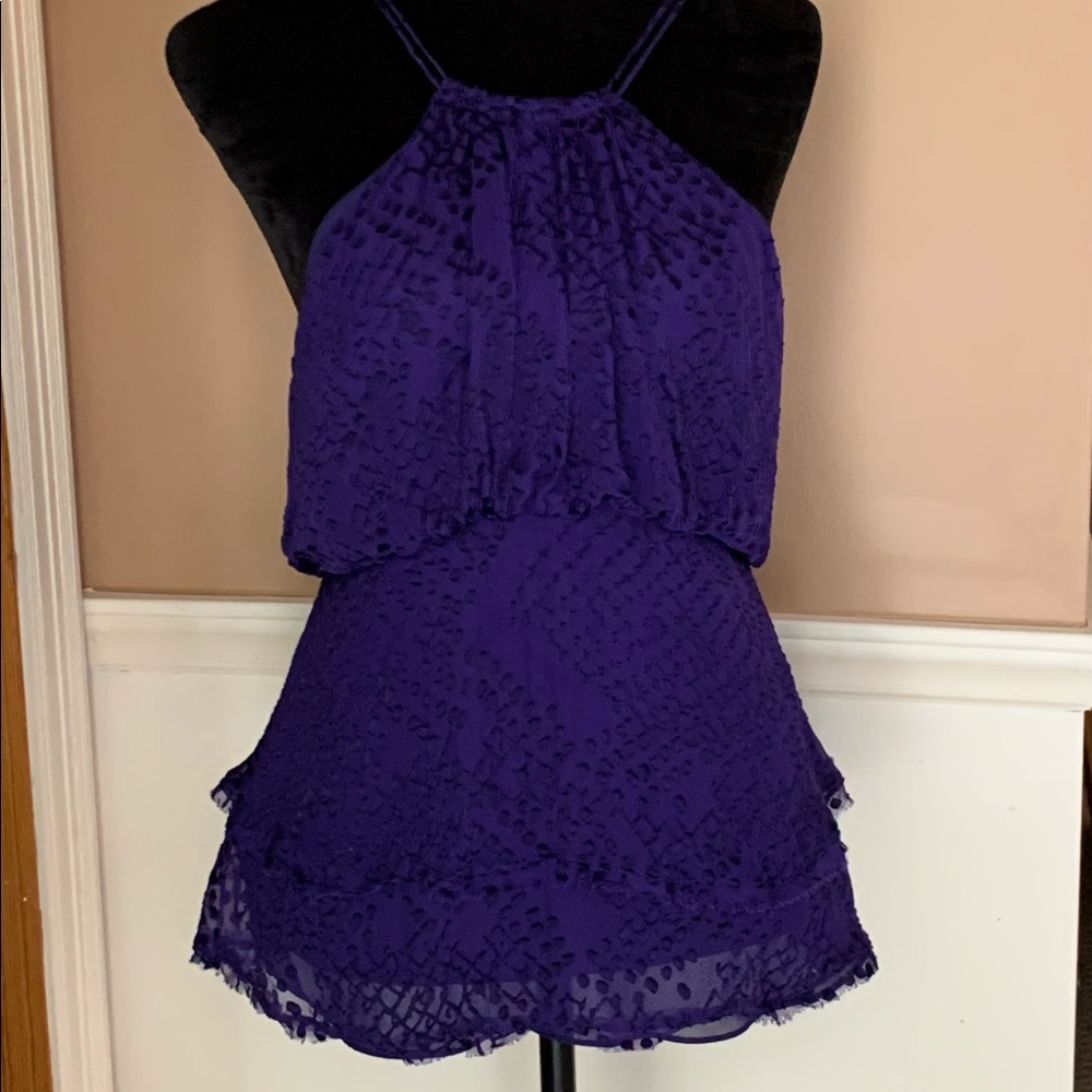 BCBG beautiful top. Purple, zipper and tie in back